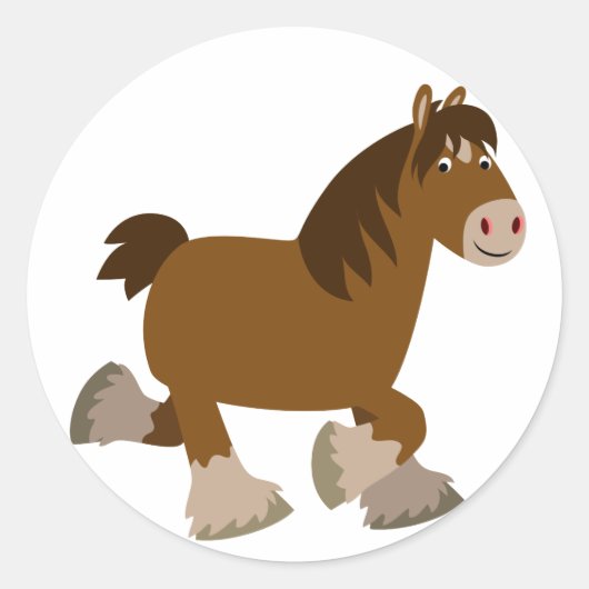 Schattigee draf Cartoon Shire Paard Sticker (Voorkant)
