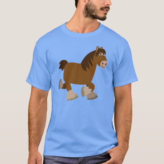 Schattigee draf Cartoon Shire Paard T-shirt (Voorkant)