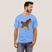 Schattigee draf Cartoon Shire Paard T-shirt (Voorkant volledig)