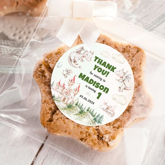 Schattigee Dragon 1st Birthday Party Classic Round Ronde Sticker