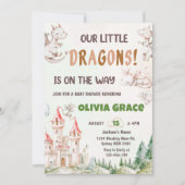 Schattigee Dragon Baby shower Party Kaart (Voorkant)