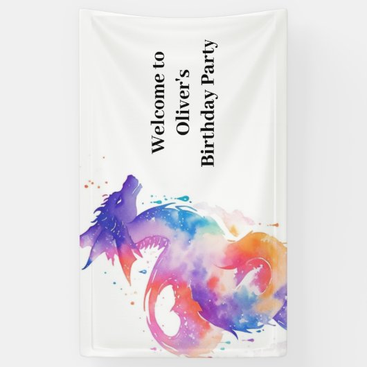 Schattigee Dragon Birthday Banner (Verticaal)