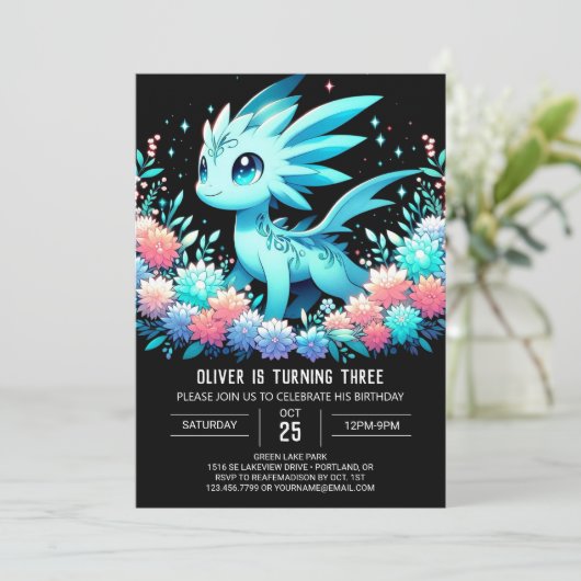 Schattigee Dragon Birthday Kaart (Staand voorkant)