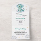 Schattigee Dragon Books voor Baby All In One Uitnodiging (Binnen)