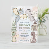 Schattigee Dragon Boy 2e verjaardagsfeestje Kaart (Staand voorkant)