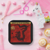 Schattigee Dragon Chinees Jaar 2024 Zodiac Verjaar Papieren Bordje (Feest)