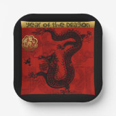 Schattigee Dragon Chinees Jaar 2024 Zodiac Verjaar Papieren Bordje (Voorkant)