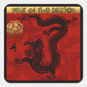 Schattigee Dragon Chinees Jaar 2024 Zodiac Verjaar Vierkante Sticker (Voorkant)