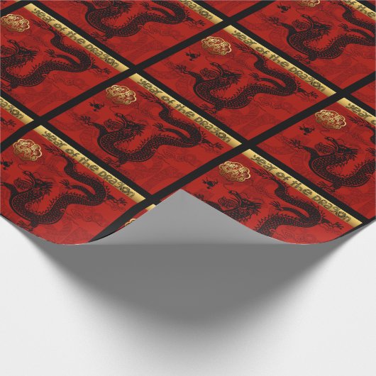 Schattigee Dragon Chinees Jaar Zodiac Verjaardag W Cadeaupapier (Hoek)