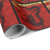 Schattigee Dragon Chinees Jaar Zodiac Verjaardag W Cadeaupapier (Rol Hoek)