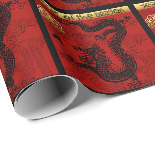 Schattigee Dragon Chinees Jaar Zodiac Verjaardag W Cadeaupapier (Rol Hoek)