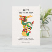 Schattigee Dragon Chinees Nieuwjaar 2024 Feestdagenkaart (Staand voorkant)