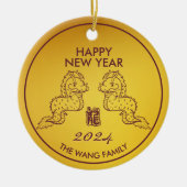 Schattigee Dragon Chinees Nieuwjaar 2024 Goud Keramisch Ornament (Voorkant)
