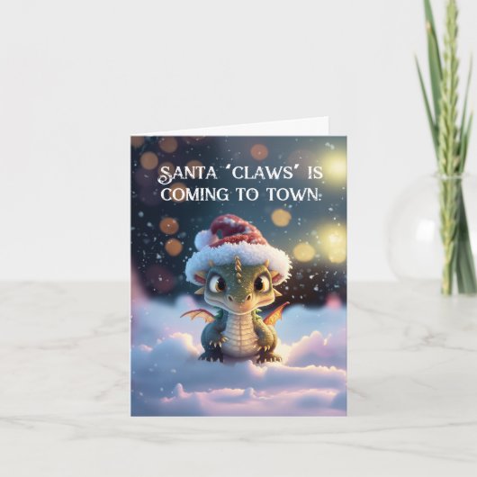 Schattigee Dragon Christmas-Kaart Feestdagen Kaart (Voorkant)