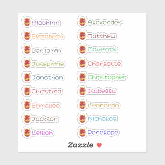 Schattigee Dragon Custom Meerdere Namen Stickers (Vel)