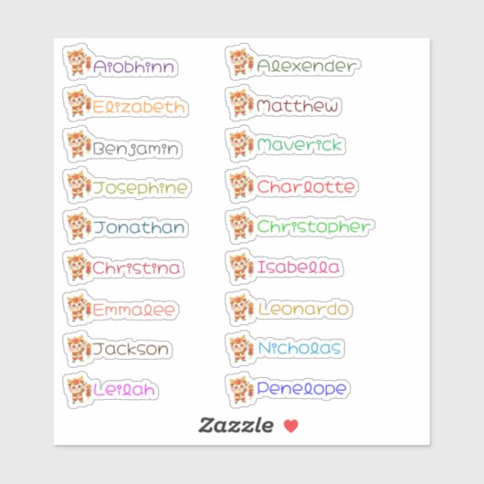 Schattigee Dragon Custom Meerdere Namen Stickers (Vel)