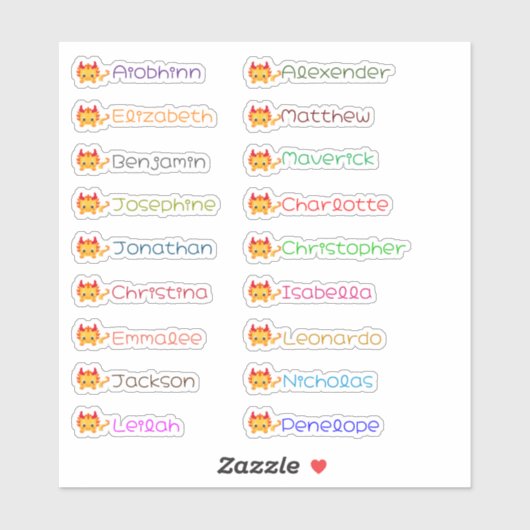 Schattigee Dragon Custom Meerdere Namen Stickers (Vel)