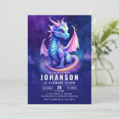 Schattigee Dragon Fantasy Dark Blue verjaardagsfee Kaart (Staand voorkant)