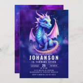 Schattigee Dragon Fantasy Dark Blue verjaardagsfee Kaart (Voorkant / Achterkant)