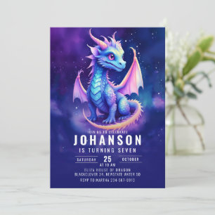 Schattigee Dragon Fantasy Dark Blue verjaardagsfee Kaart