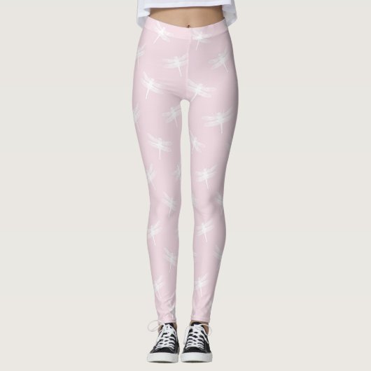 Schattigee Dragon Flies Pattern Design Roze Leggings (Voorkant)