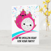 Schattigee Dragon Fruit Pun Cartoon RSVP Kaart (Gele Bloem)