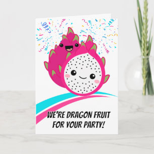 Schattigee Dragon Fruit Pun Cartoon RSVP Kaart