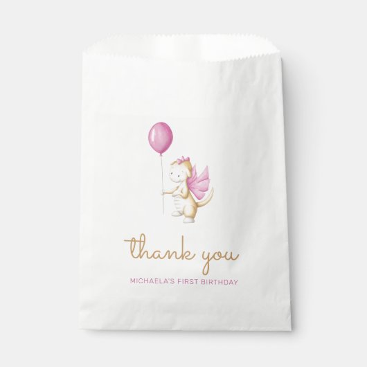 Schattigee Dragon Girl Verjaardag Bedankzakje (Voorkant)