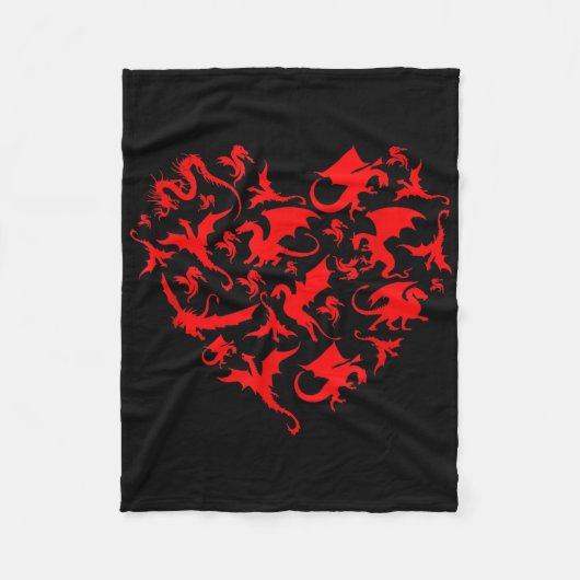 Schattigee Dragon Heart Valentijnsdag Animals Drag Fleece Deken (Voorkant)