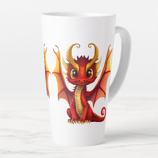 Schattigee Dragon Illustration voor Fantasy Lovers Latte Mok (Rechterhoek)