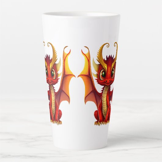 Schattigee Dragon Illustration voor Fantasy Lovers Latte Mok (Voorkant)