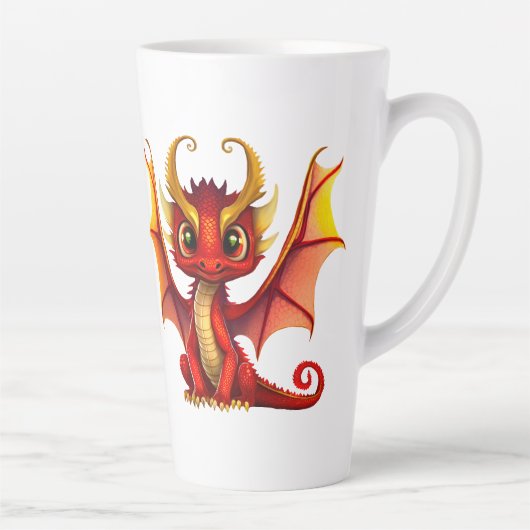 Schattigee Dragon Illustration voor Fantasy Lovers Latte Mok (Rechts)