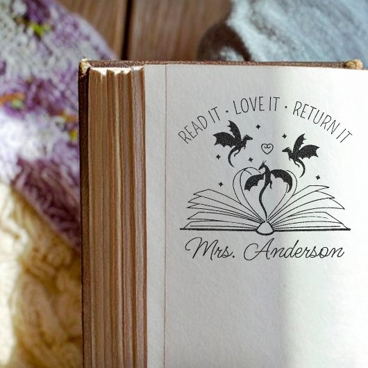 Schattigee Dragon Library Floral Laat je geest gro Zelfinktende Stempel