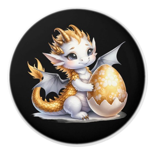 Schattigee Dragon Lovers Fantasy Keramische Knop (Voorkant)