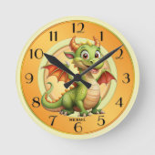 Schattigee Dragon Magical Fantasy Kinder Ronde Klok (Voorkant)