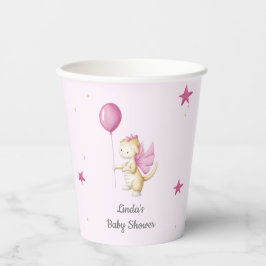 Schattigee Dragon met Balloon Meisje Roze Baby sho Papieren Bekers