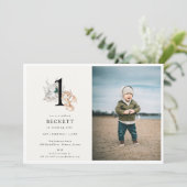 Schattigee Dragon Theme Eerste Verjaardagsfeestfot Kaart (Staand voorkant)