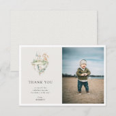 Schattigee Dragon Theme Verjaardagsfeestfoto Bedankkaart (Voorkant / Achterkant)