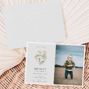 Schattigee Dragon Theme Verjaardagsfeestfoto Kaart