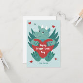 Schattigee Dragon-Valentijn Kaart (Voorkant / Achterkant in situ)