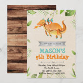 Schattigee Dragon verjaardagsfeestje uitnodiging (Voorkant / Achterkant)