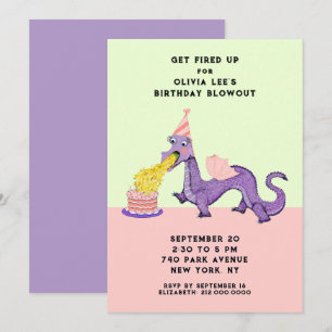 Schattigee Dragon verjaardagsfeestuitnodigingen Kaart