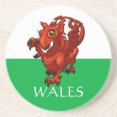 Schattigee Dragon Wales Welsh Baby Red Dragon Cart Zandsteen Onderzetter (Voorkant)