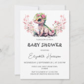 Schattigee Dragon Waterverf Girl Baby shower Kaart (Voorkant)