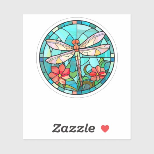 Schattigee Dragonfly Glas in lood Floral Dragon Fl Sticker (Vel)