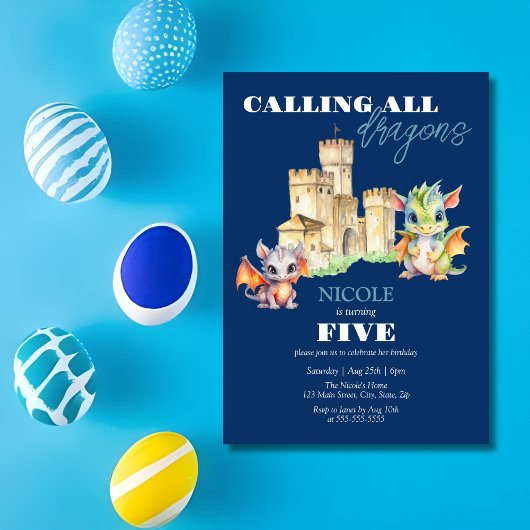 Schattigee Dragons Castle Fairytale Navy Kids Verj Kaart