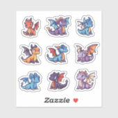 Schattigee Draken Custom-Cut Vinyl Sticker Set (Vel)