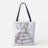 Schattigee draken en boeken tote bag (Achterkant)