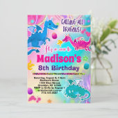 Schattigee Draken Verjaardagsfeestuitnodiging voor Kaart (Staand voorkant)