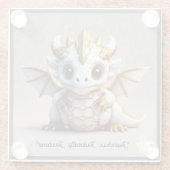 "Schattigee drakenfiguur" Glazen Onderzetter (Achterkant)